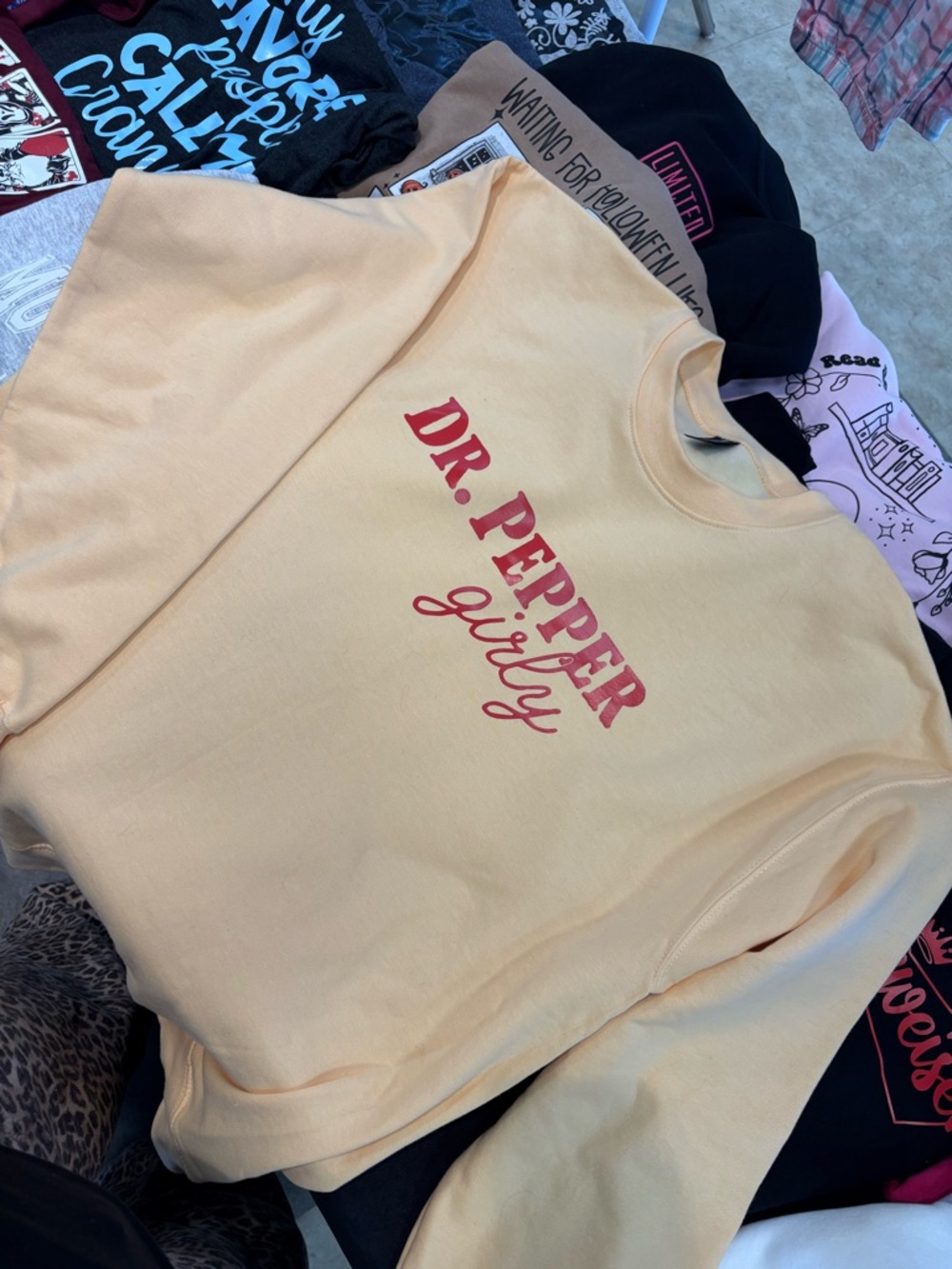 Dr. Pepper Girly Yellow Graphic Sweatshirt - Womens